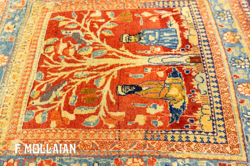 Small Antique Persian Kashan Mohtasham Rug n°:34851096